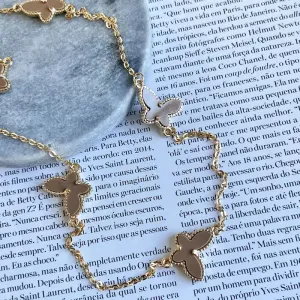 COLAR 5 BORBOLETAS MOCHA 65CM