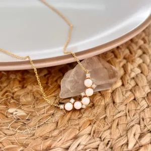 COLAR 5 PÉROLAS SHELL E PONTO DE LUZ 45CM