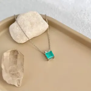 COLAR DIANA COM PINGENTE QUADRADO TURMALINA PARAÍBA