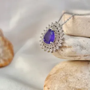 COLAR GOTA CRAVEJADA LUXO TANZANITA