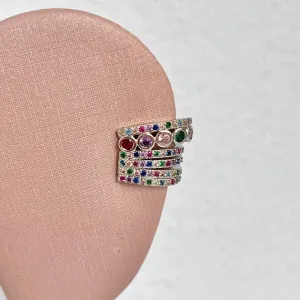 PIERCING 6 FILEIRAS DE PEDRAS COLORIDAS