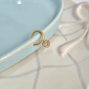 PIERCING FAKE PINGENTE CORAÇÃO CRAVEJADO E VAZADO