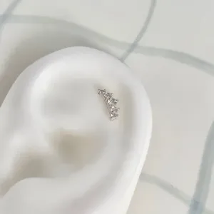 PIERCING PÉ DE AÇO INOX COM 5 ZIRCONIAS DE PRATA925