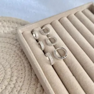 TRIO BRINCO ARGOLAS ARTICULADAS COM DETALHES ZIRCONIAS