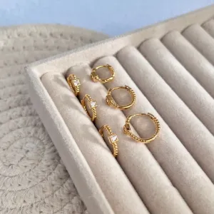 TRIO BRINCO DE ARGOLA BOLINHAS E PEDRA QUADRADA DE ZIRCONIA