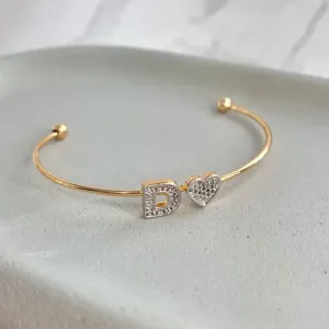 BRACELETE CORAÇÃO COM LETRA CRAVEJADO - D