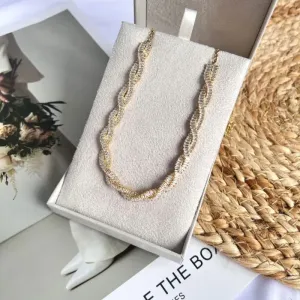 COLAR CHOKER 2 FIOS DE BAGUETES TORCIDOS