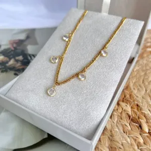 COLAR CHOKER ELO DUPLO COM 5 ZIRCONIAS