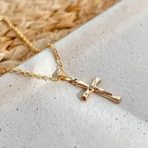 COLAR ELOS COM PINGENTE MEDALHA DE CRUZ COM CRISTO 60CM