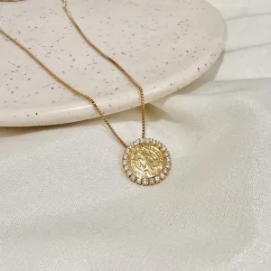 COLAR MEDALHA SÃO BENTO COM ZIRCONIAS 1,5CM