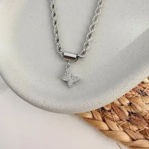 PULSEIRA CORDÃO BAIANO COM PINGENTE DE BORBOLETA CRAVEJADO