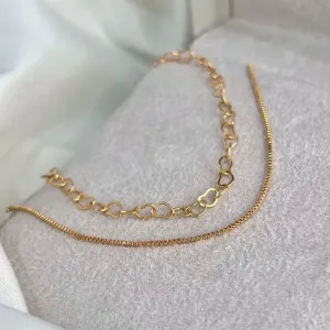 TORNOZELEIRA DUPLA VENEZIANA E CORAÇÕES