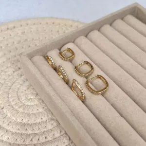 TRIO ARGOLAS ARTICULADAS QUADRADAS CRAVEJADAS