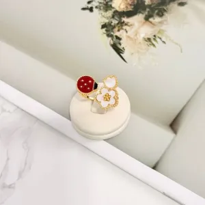 ANEL AJUSTÁVEL JOANINHA E FLORES