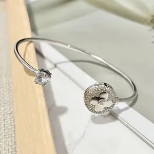 BRACELETE ABERTO TREVO E PONTO DE LUZ