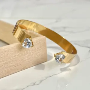 BRACELETE LARGO COM DOIS CORAÇÕES