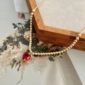 COLAR CORAÇÃO VERMELHO E BOLINHAS