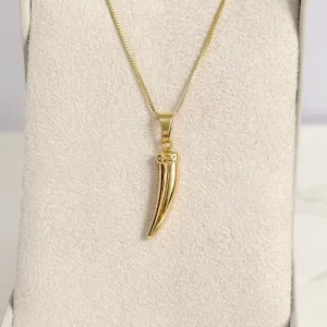 COLAR DENTE DE SABRE TODO DOURADO
