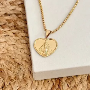 COLAR MEDALHA CORAÇÃO NOSSA SENHORA DAS GRAÇAS