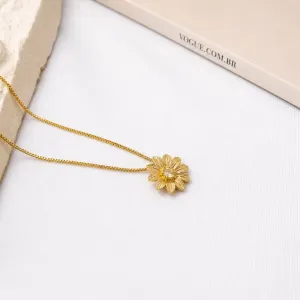 COLAR PINGENTE FLOR COM PONTO DE LUZ NO CENTRO