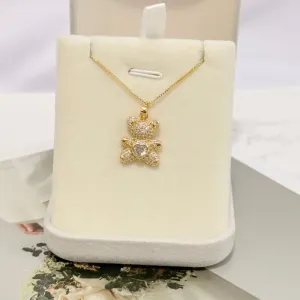 COLAR URSO COM CORAÇÃO DE ZIRCONIA - VENEZIANA 50CM