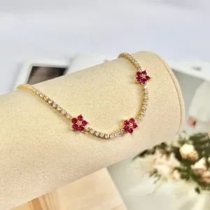 PULSEIRA RIVIERA COM 3 FLORES PINK