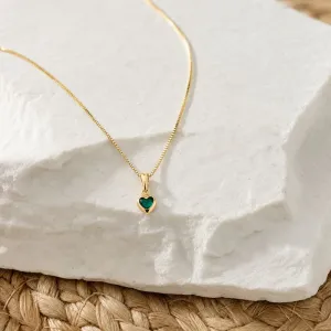 COLAR MINI CORAÇÃO ZIRCONIA VERDE
