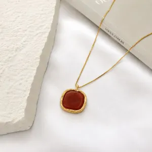 COLAR PINGENTE ORGÂNICO COM PEDRA MARROM