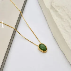 COLAR PINGENTE ORGÂNICO PEDRA VERDE
