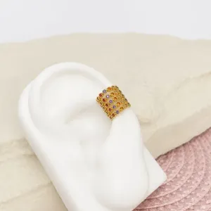 PIERCING FAKE 5 FILEIRAS ZIRCONIA COLORIDA