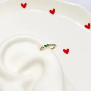 PIERCING MICRO ZIRCONIAS E 1 BAGUETE VERDE ESMERALDA
