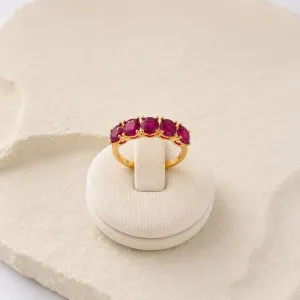 ANEL MEIO APARADOR COM 5 ZIRCONIAS ROSA PINK