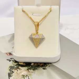 COLAR GROSSO PINGENTE DIAMANTE MICRO ZIRCONIAS