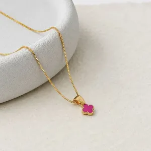 COLAR PINGENTE MINI TREVO PINK