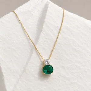 COLAR PINGENTE OVAL VERDE  E PONTO DE LUZ