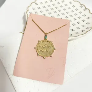 COLAR SIGNO AQUÁRIO COM PEDRINHAS