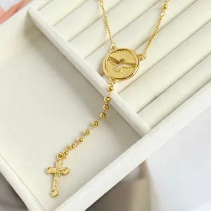 COLAR TERÇO COM MEDALHA DO DIVINO ESPÍRITO SANTO
