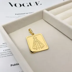 PINGENTE CHAPA MEDALHA QUADRADA NOSSA SENHORA DE APARECIDA
