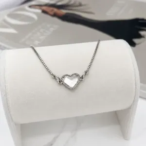PULSEIRA VENEZIANA CORAÇÃO PEDRA CRISTAL