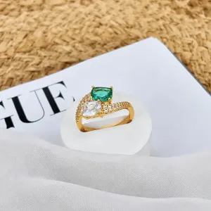 ANEL CRAVEJADO 2 PEDRAS CRISTAL E TURMALINA