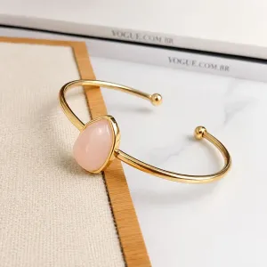 BRACELETE ABERTO PEDRA BEGE