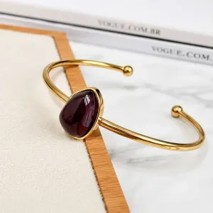 BRACELETE ABERTO PEDRA MARROM