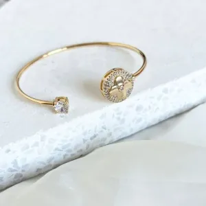 BRACELETE ABERTO TREVO E PONTO DE LUZ