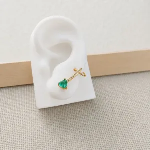 BRINCO EAR CUFF COM CORAÇÃO TURMALINA