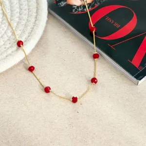 COLAR CHOKER CRISTAL BORDO 45CM