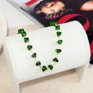 COLAR CHOKER CRISTAL VERDE ESMERALDA 30CM