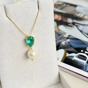 COLAR GOTA TURMALINA E PÉROLA