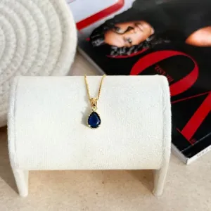 COLAR GOTA ZIRCONIA AZUL 50CM