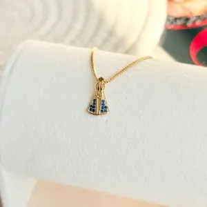 COLAR MINI NOSSA SENHORA DE APARECIDA ZIRCONIA AZUL