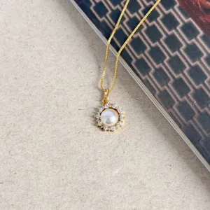 COLAR PÉROLA COM MICRO ZIRCONIAS EM VOLTA